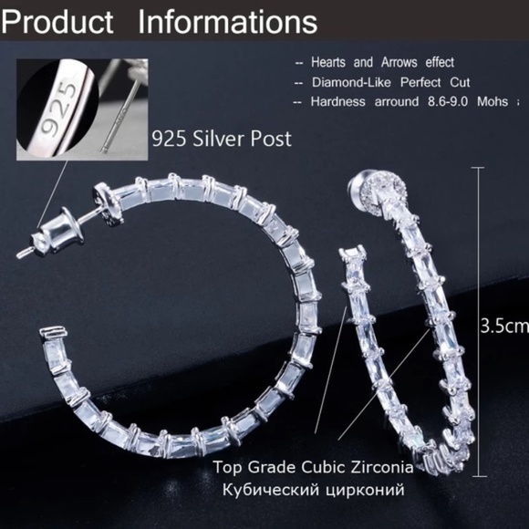 Anthropologie - Emerald Cut Hoops Double Inlay Eternity Earrings - Picture 7 of 16